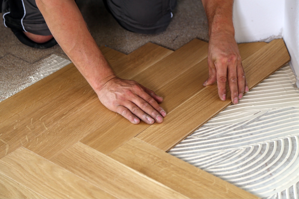 Working in wood on the floor